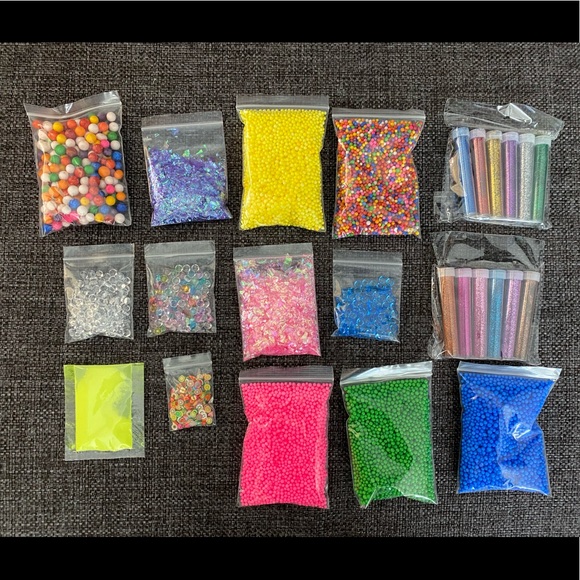 ⭐️ NEW DIY Slime Add-ins Foam Balls, Fruit Charms, Glitter, Glow in the Dark - Picture 1 of 10